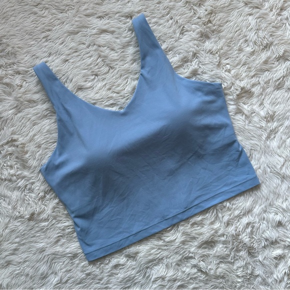 Athleta Sports Bra Transcend V-Neck Crop Bra Athletic Light Blue L - Picture 1 of 9